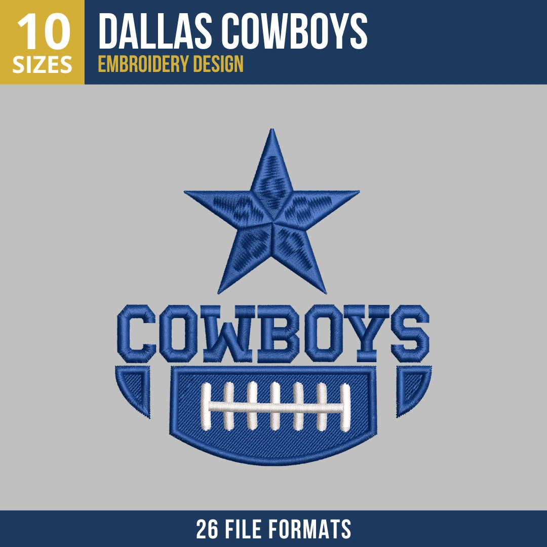 Dallas Cowboys Star Football Badge Embroidery Design