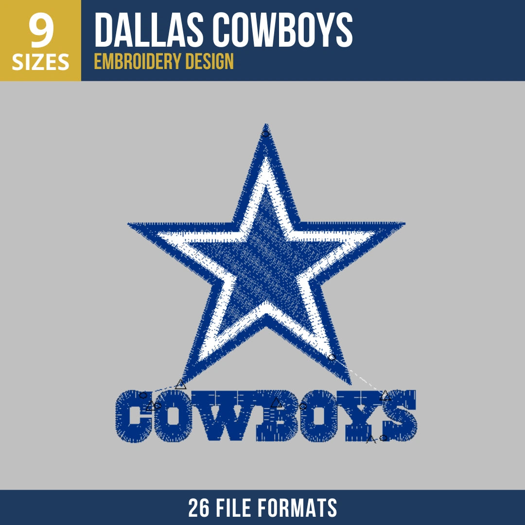 Dallas Cowboys Star Logo Wordmark Embroidery Design