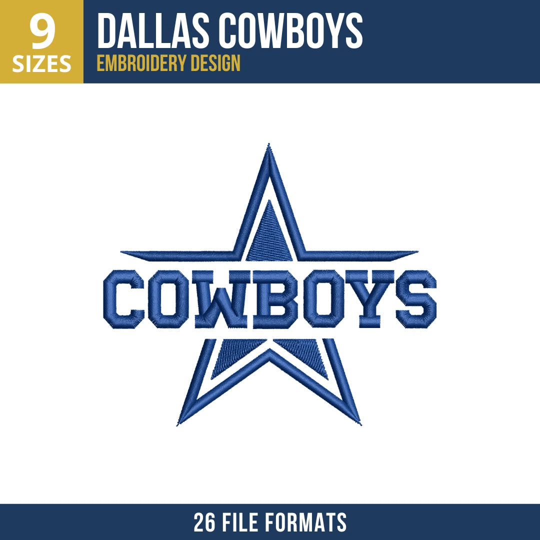 Dallas Cowboys Star COWBOYS Outline Embroidery Design