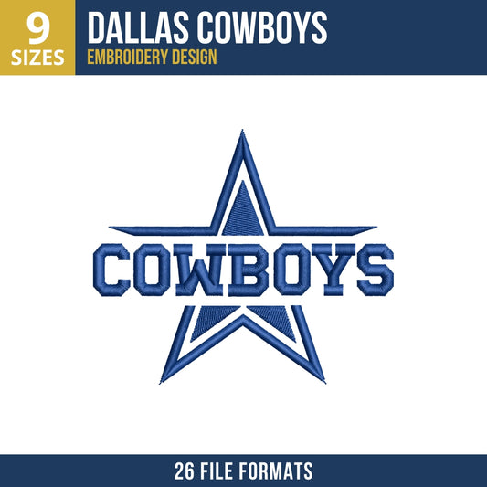 Dallas Cowboys Star COWBOYS Outline Embroidery Design