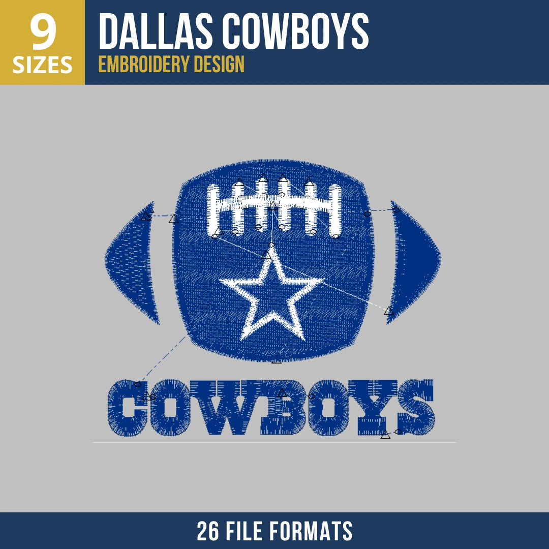 Dallas Cowboys Football Badge Wordmark Embroidery Design