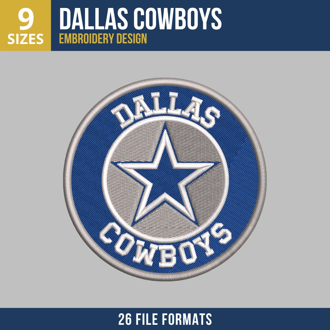 Dallas Cowboys Circle Badge Embroidery Design