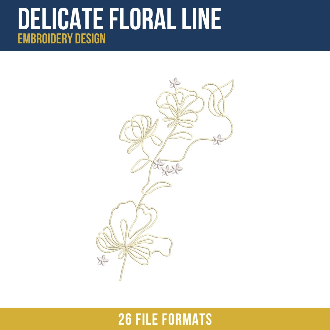 Delicate Floral Line Embroidery Design