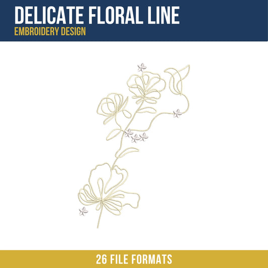 Delicate Floral Line Embroidery Design