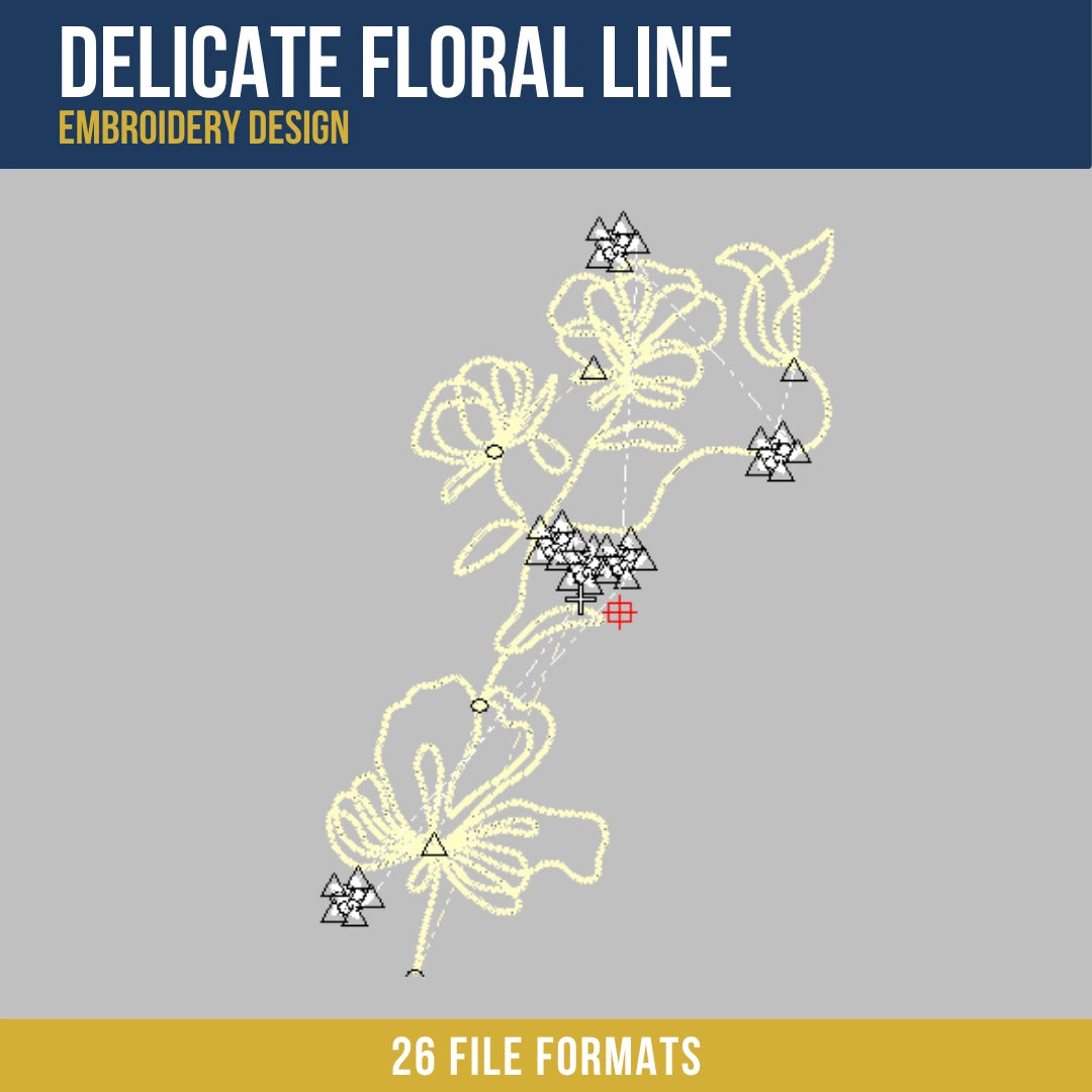 Delicate Floral Line Embroidery Design