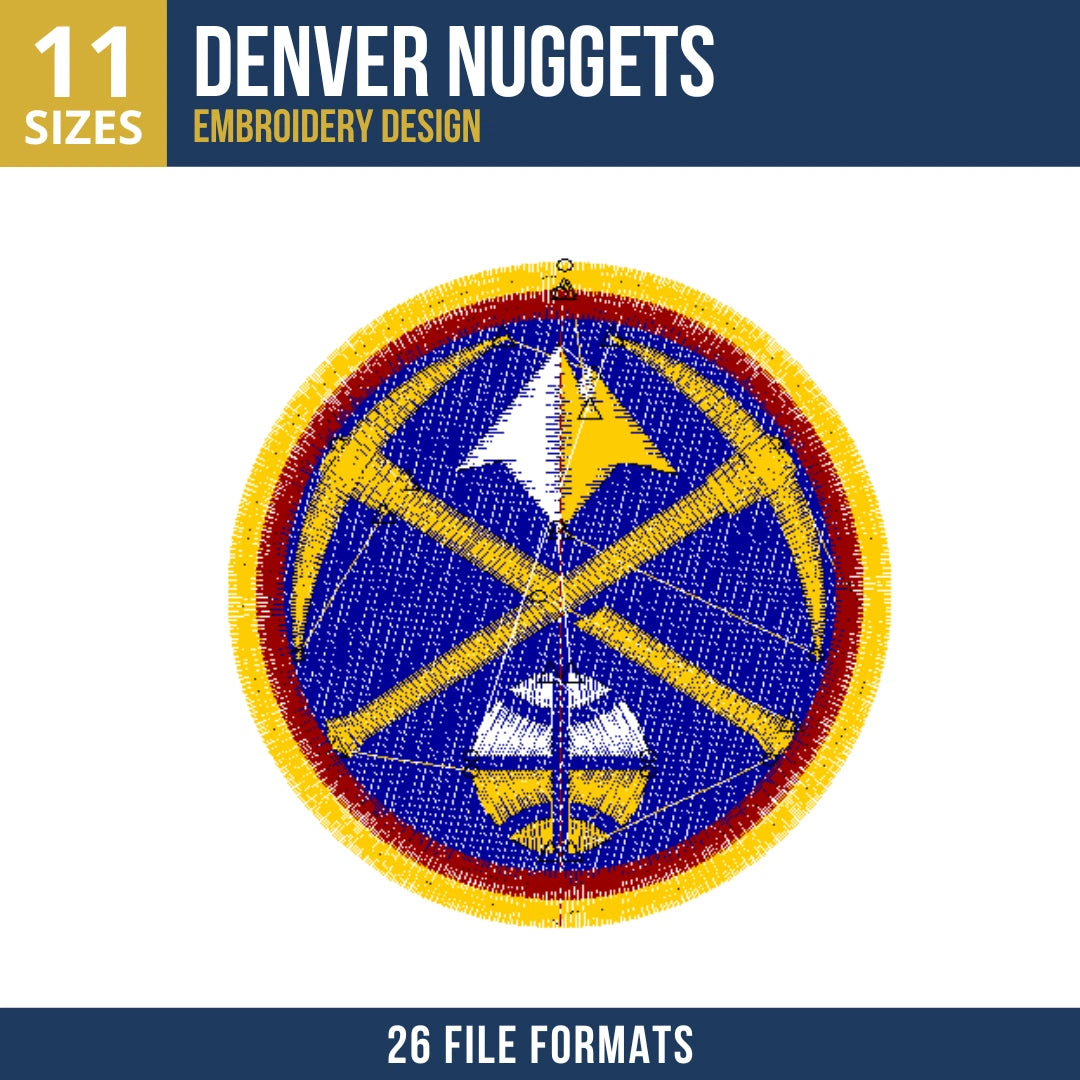 Denver Nuggets Pickaxe Circle Badge Basketball Embroidery Design