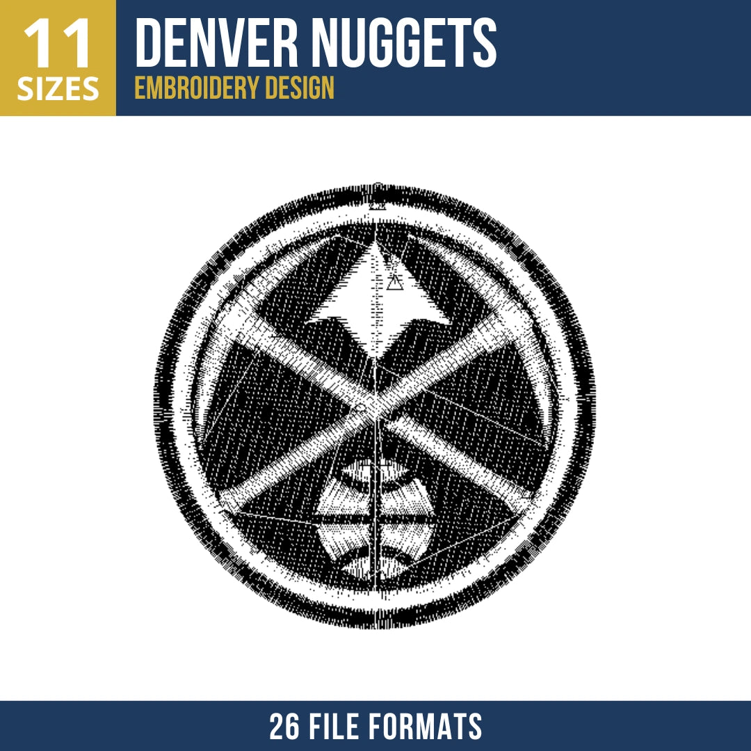 Denver Nuggets Pickaxe Mountain Basketball Embroidery Design