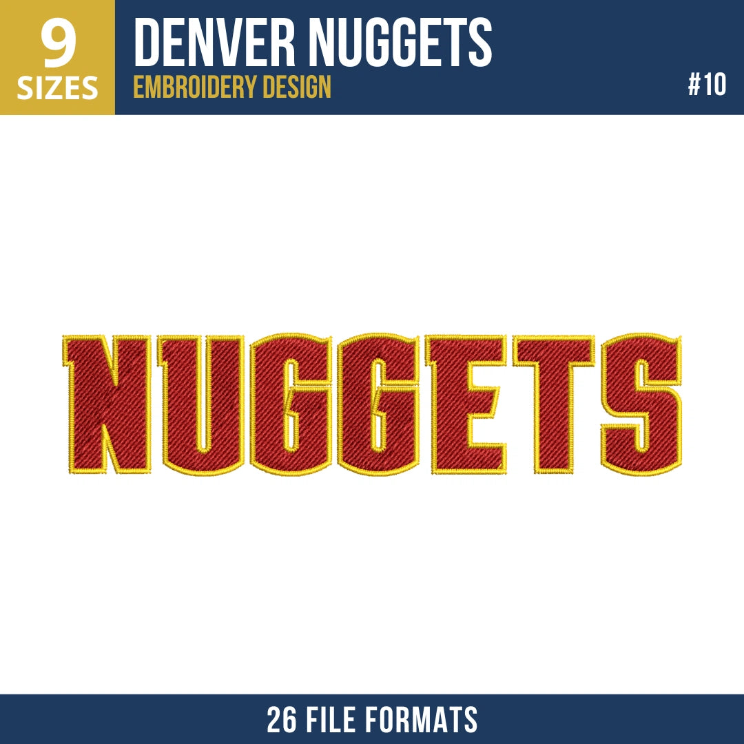 Denver Nuggets Embroidery Design Bundle | 10 Designs