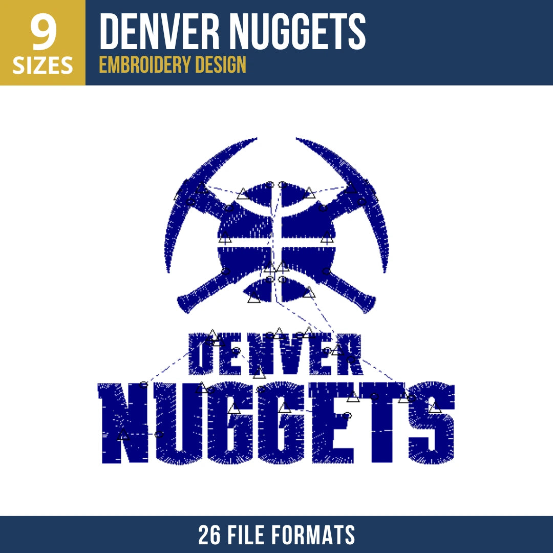 Denver Nuggets Crossed Pickaxes Embroidery Design