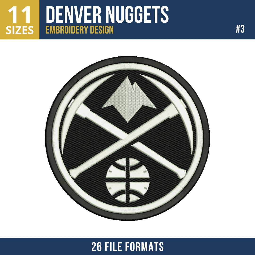 Denver Nuggets Embroidery Design Bundle | 10 Designs