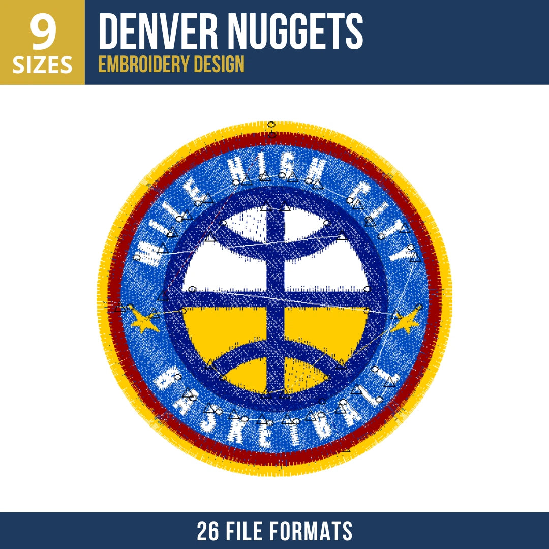 Denver Nuggets Mile High City Basketball Embroidery Design