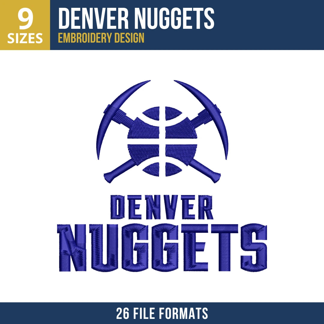 Denver Nuggets Crossed Pickaxes Embroidery Design