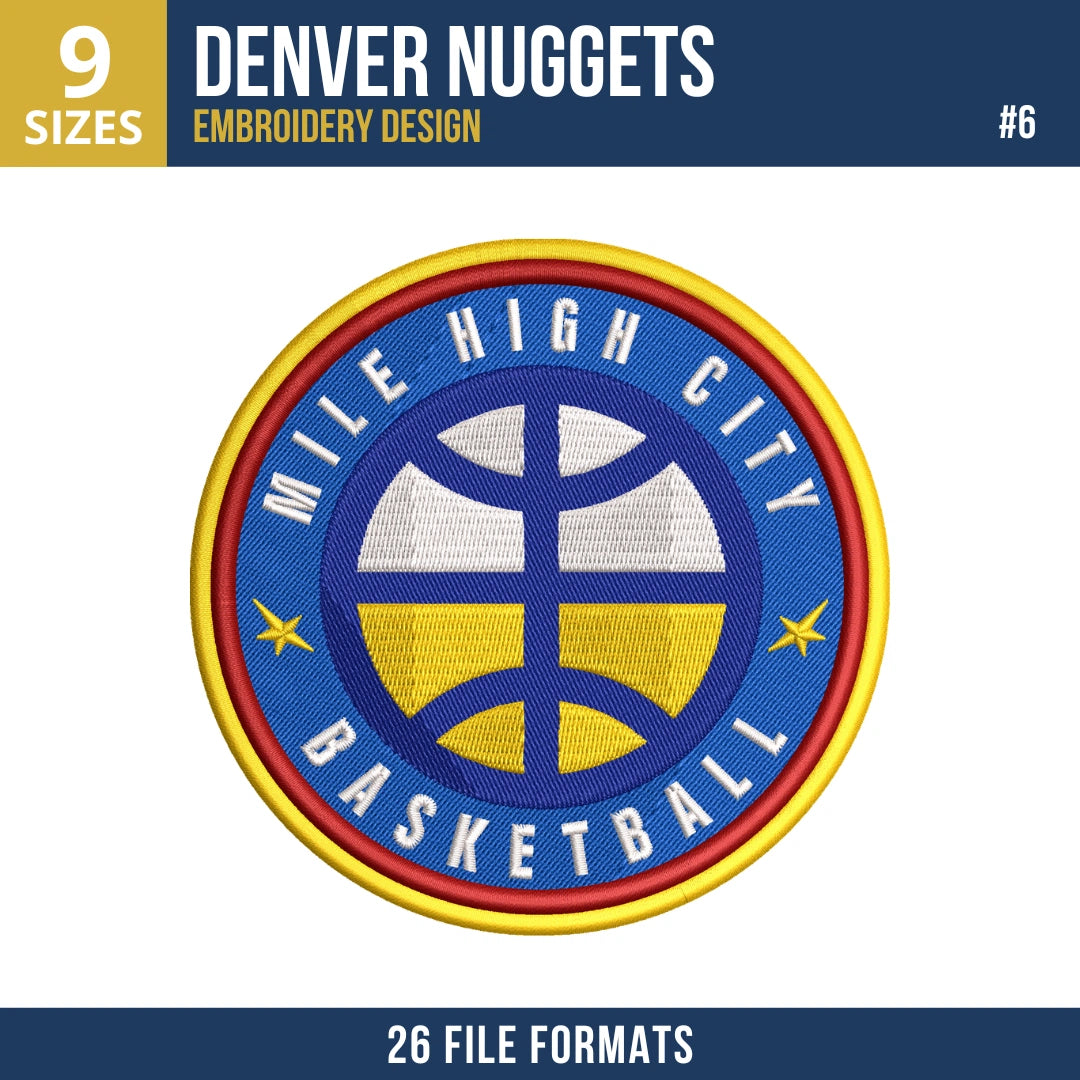 Denver Nuggets Embroidery Design Bundle | 10 Designs