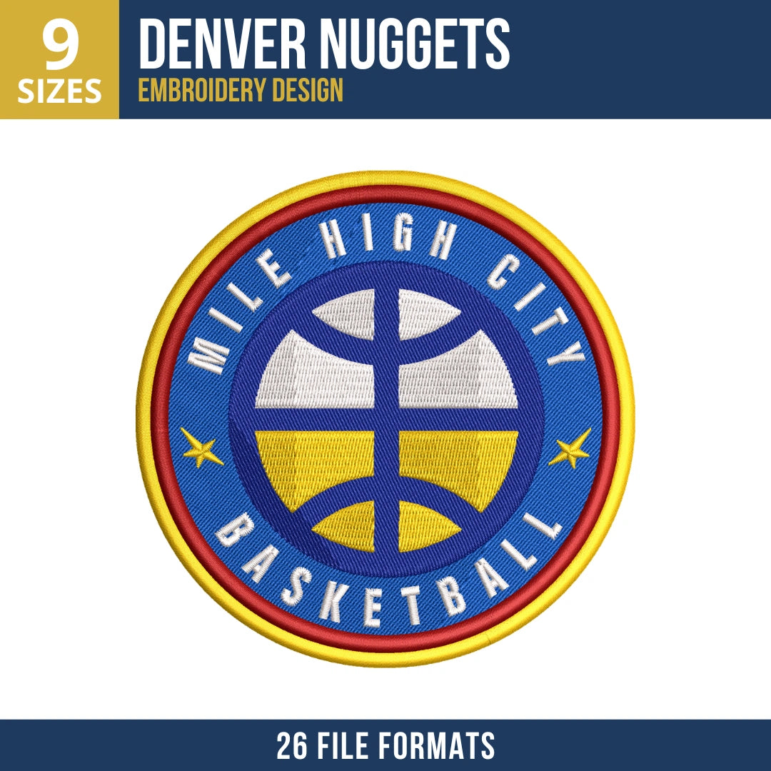 Denver Nuggets Mile High City Basketball Embroidery Design