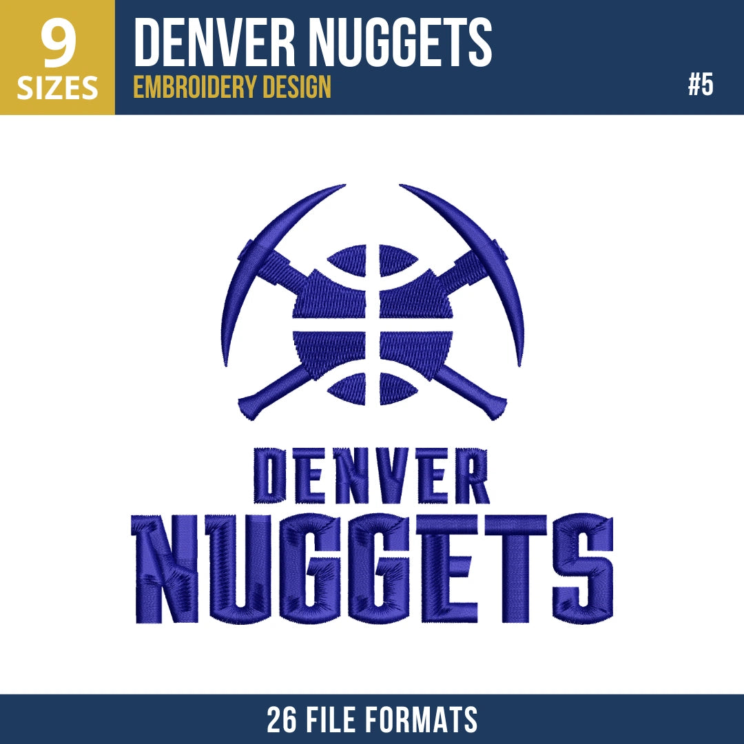 Denver Nuggets Embroidery Design Bundle | 10 Designs