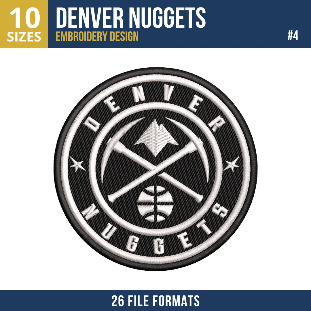 Denver Nuggets Embroidery Design Bundle | 10 Designs
