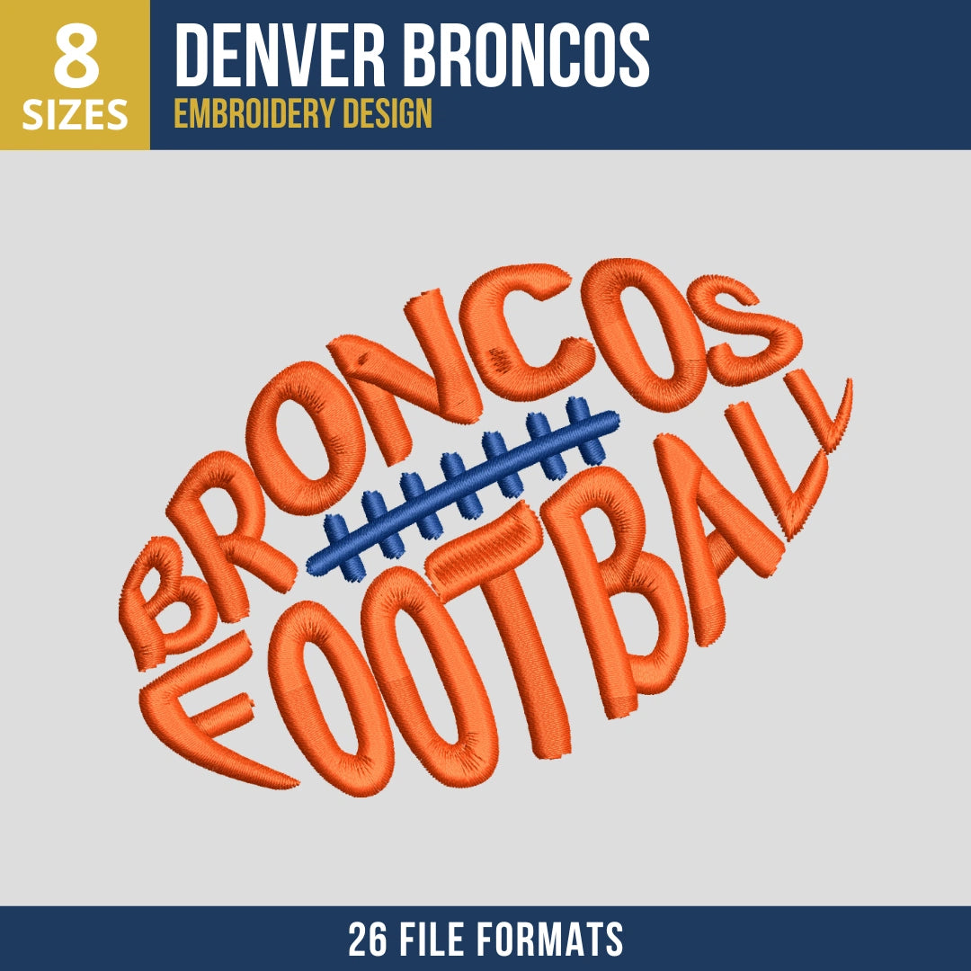 Denver Broncos BRONCOS FOOTBALL Wordmark Embroidery Design