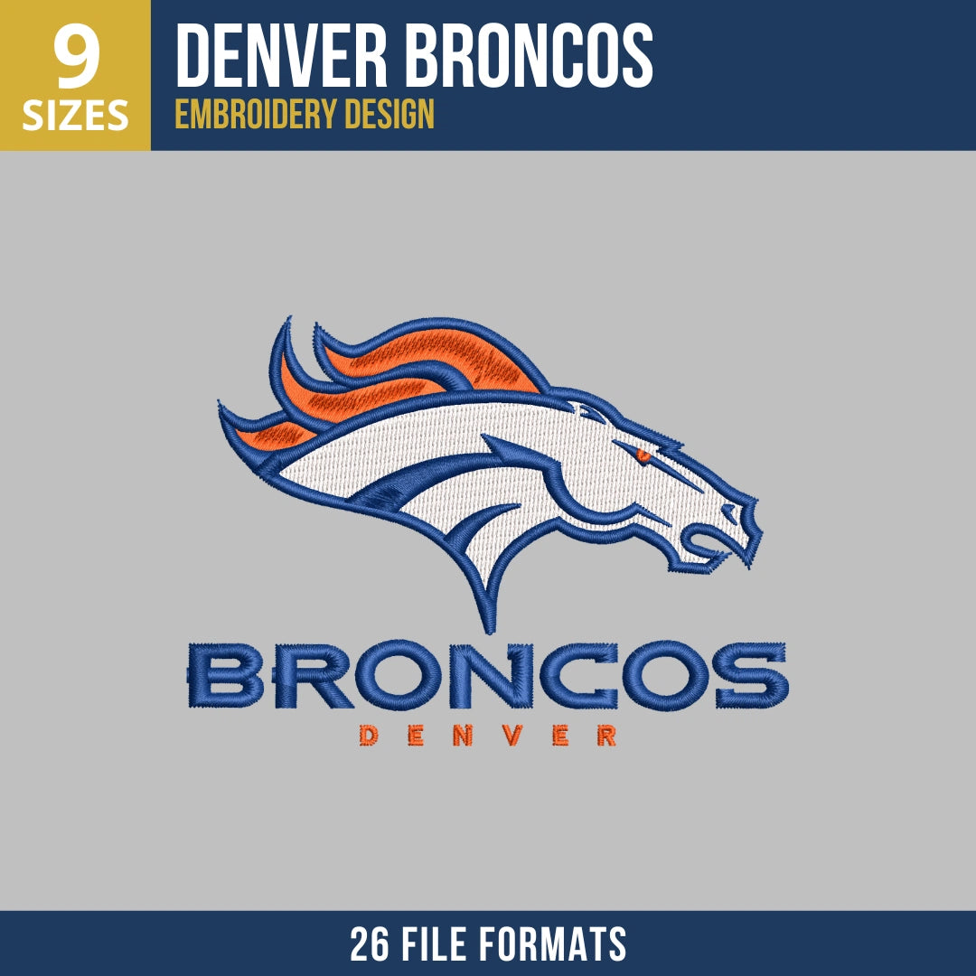 Denver Broncos Mascot Wordmark Embroidery Design