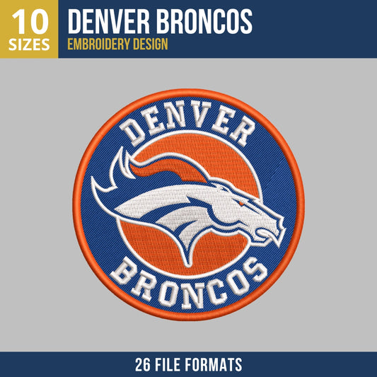 Denver Broncos Circle Badge Embroidery Design