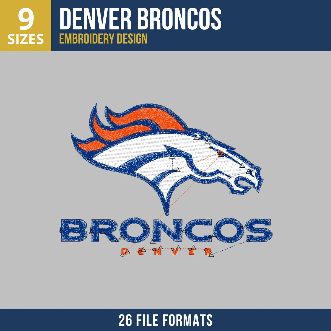 Denver Broncos Mascot Wordmark Embroidery Design