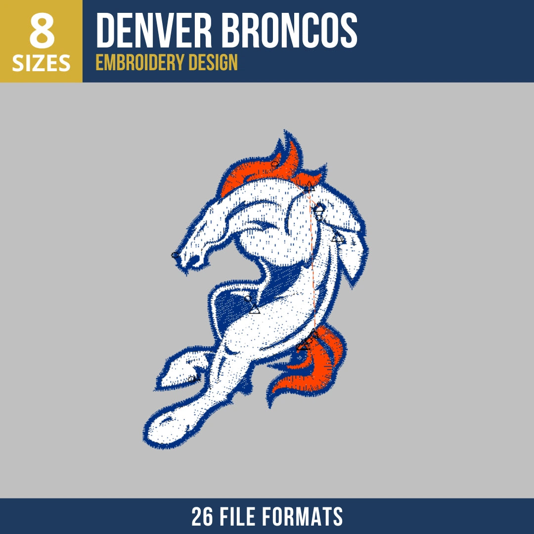 Denver Broncos Full Body Bronco Mascot Embroidery Design