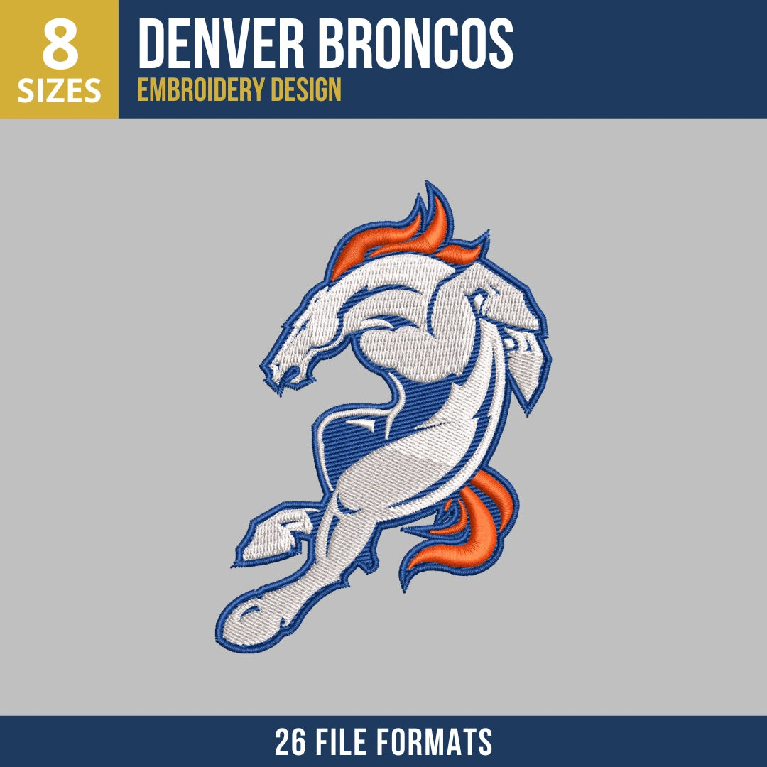Denver Broncos Full Body Bronco Mascot Embroidery Design