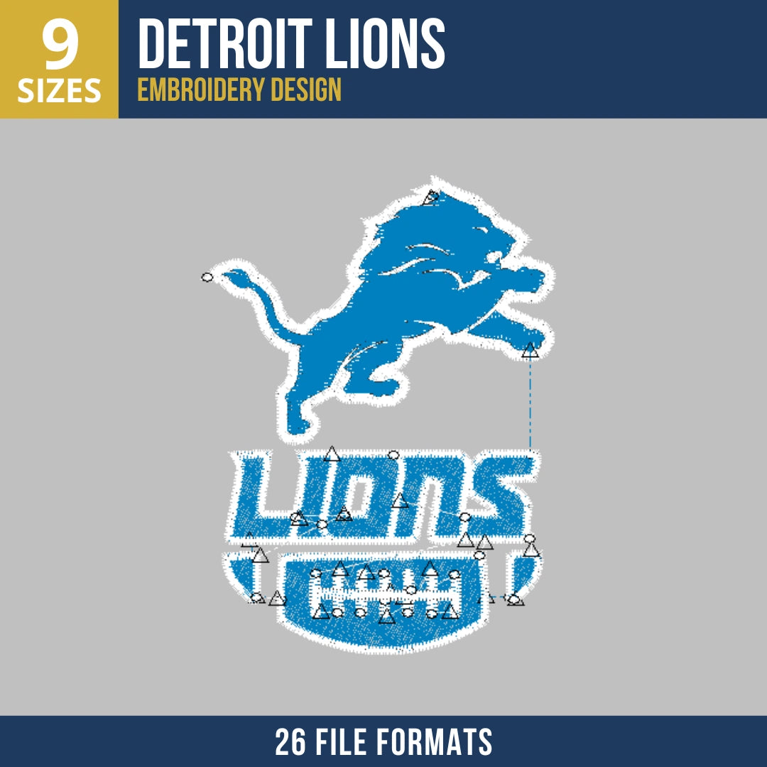 Detroit Lions Mascot Football Lockup Embroidery Design