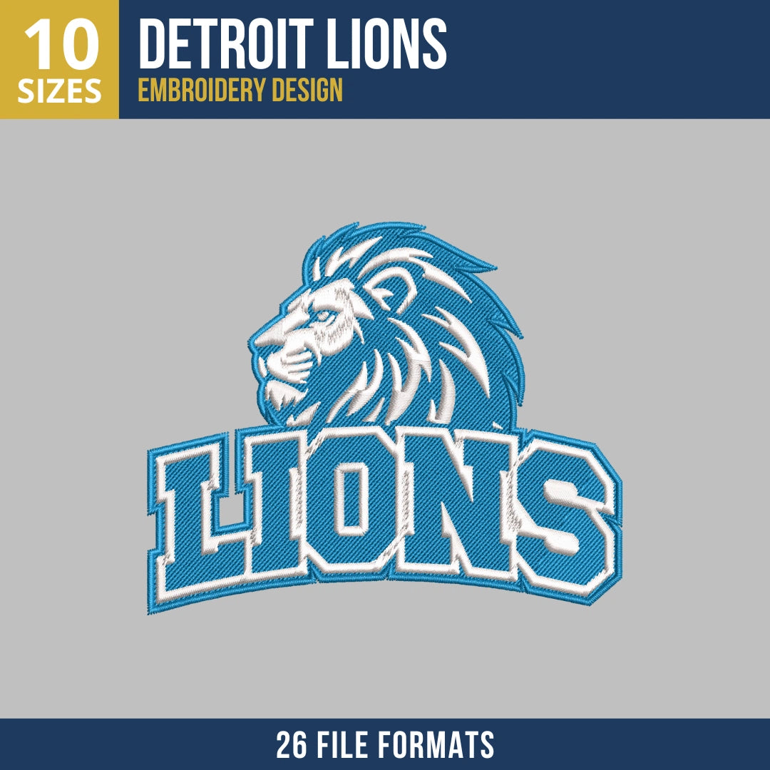 Detroit Lions Head Mascot Embroidery Design