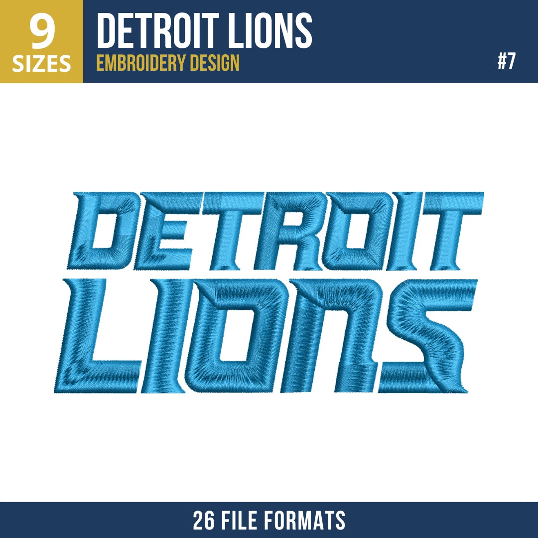 Detroit Lions Embroidery Design Bundle 9 Designs