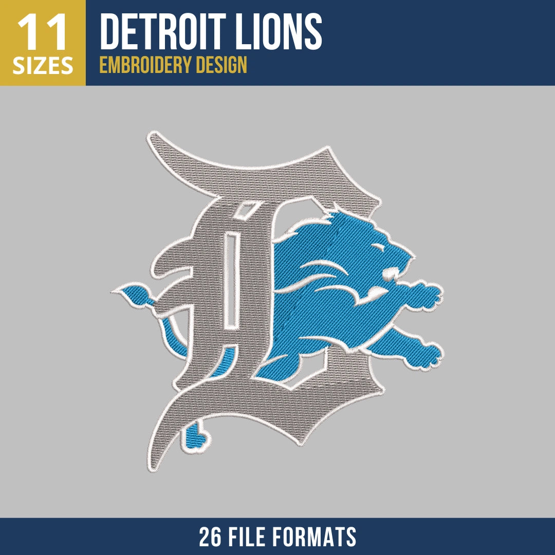 Detroit Lions Old English D Lion Combo Embroidery Design