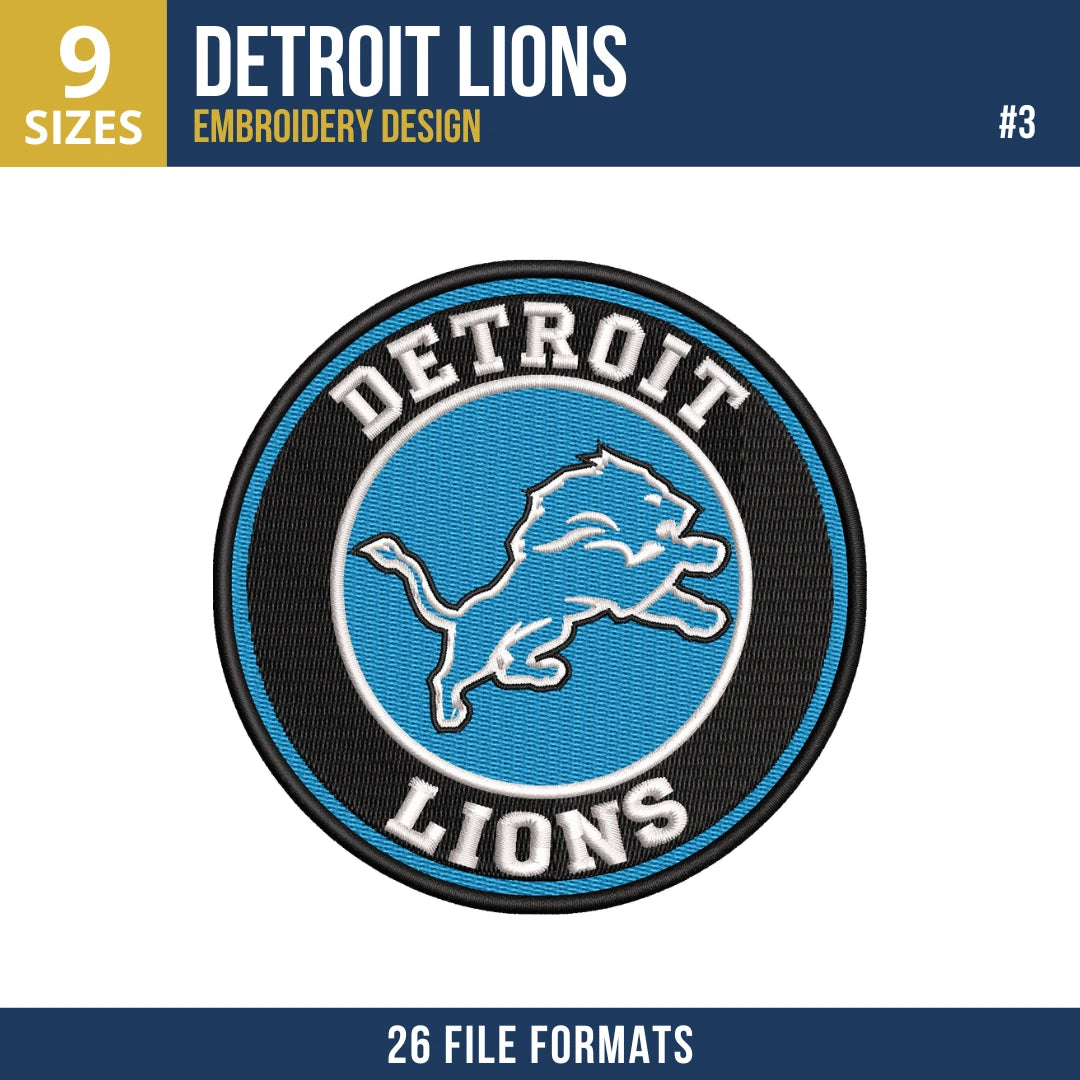 Detroit Lions Embroidery Design Bundle 9 Designs
