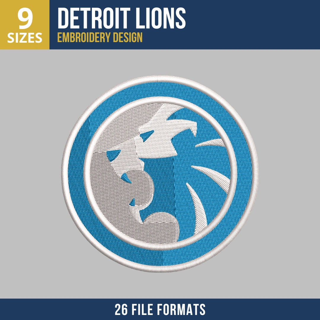 Detroit Lions Circle Badge Embroidery Design