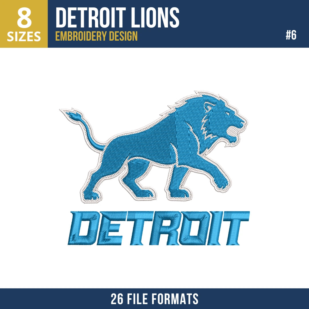 Detroit Lions Embroidery Design Bundle 9 Designs