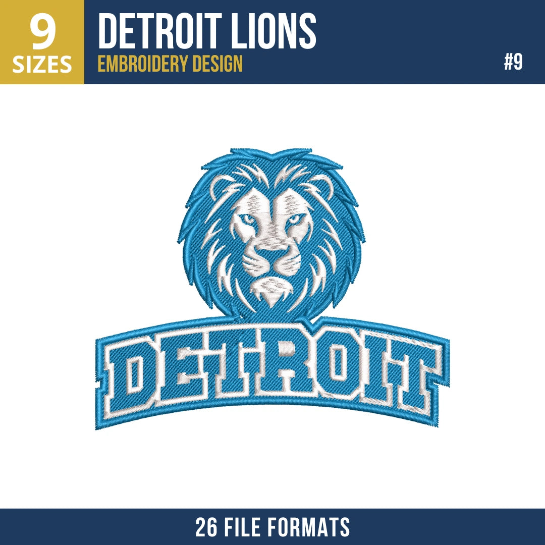 Detroit Lions Embroidery Design Bundle 9 Designs