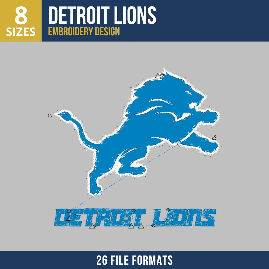 Detroit Lions Mascot Wordmark Embroidery Design