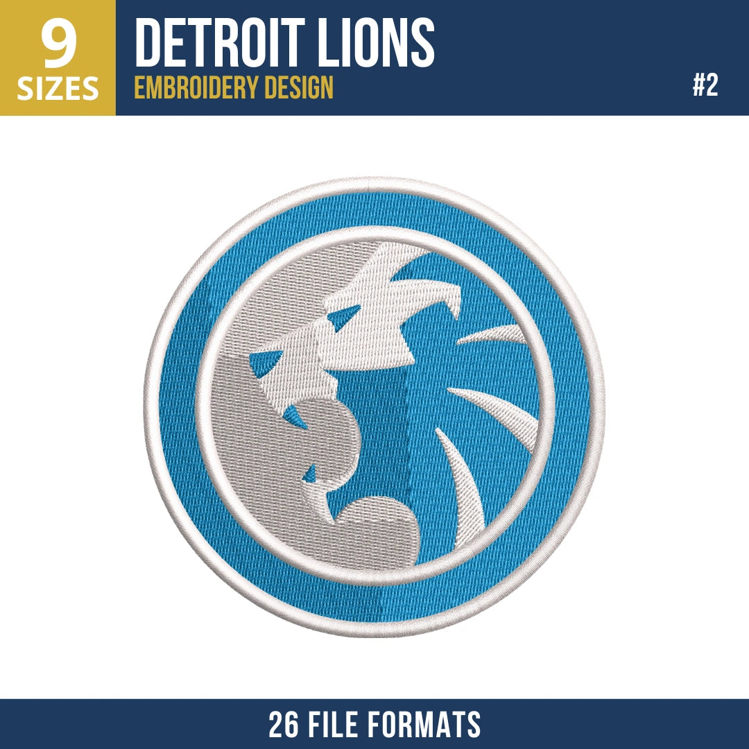 Detroit Lions Embroidery Design Bundle 9 Designs