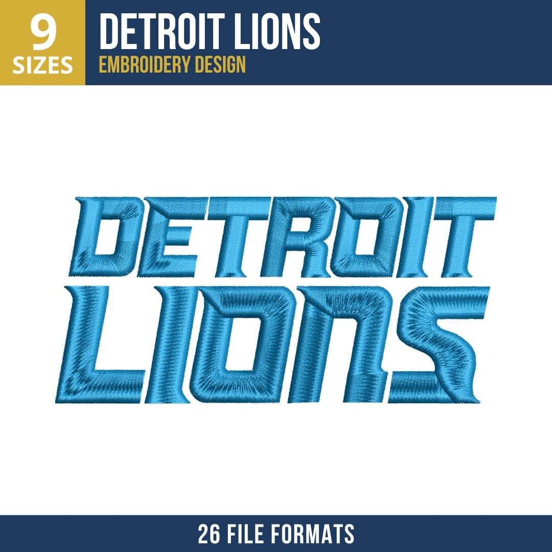 Detroit Lions DETROIT LIONS Stacked Wordmark Embroidery Design