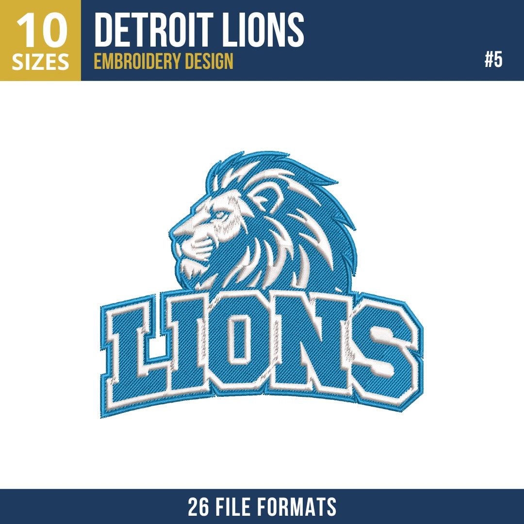 Detroit Lions Embroidery Design Bundle 9 Designs
