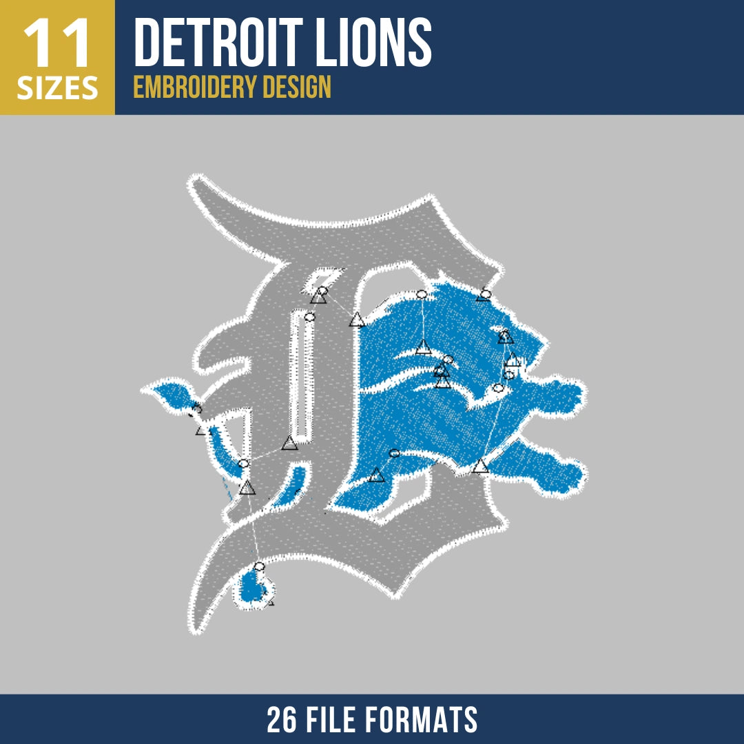 Detroit Lions Old English D Lion Combo Embroidery Design