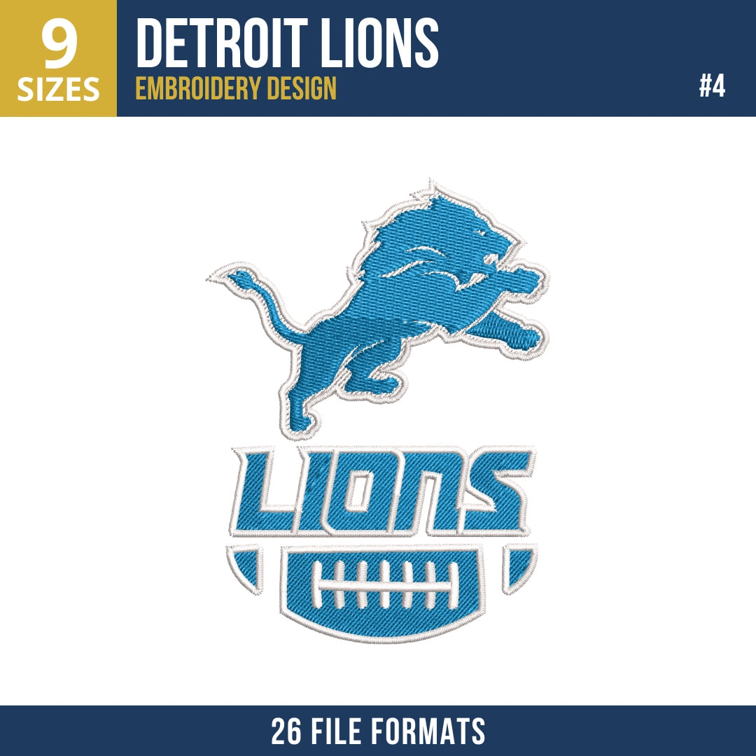 Detroit Lions Embroidery Design Bundle 9 Designs