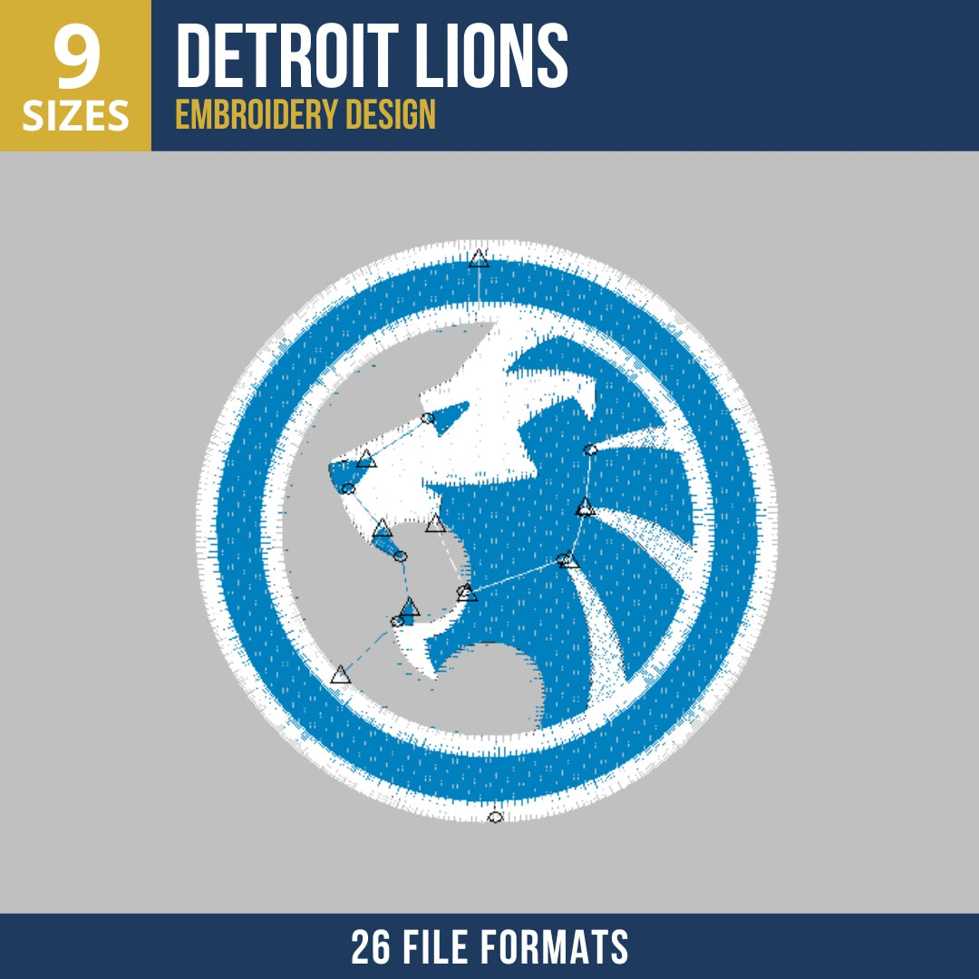 Detroit Lions Circle Badge Embroidery Design