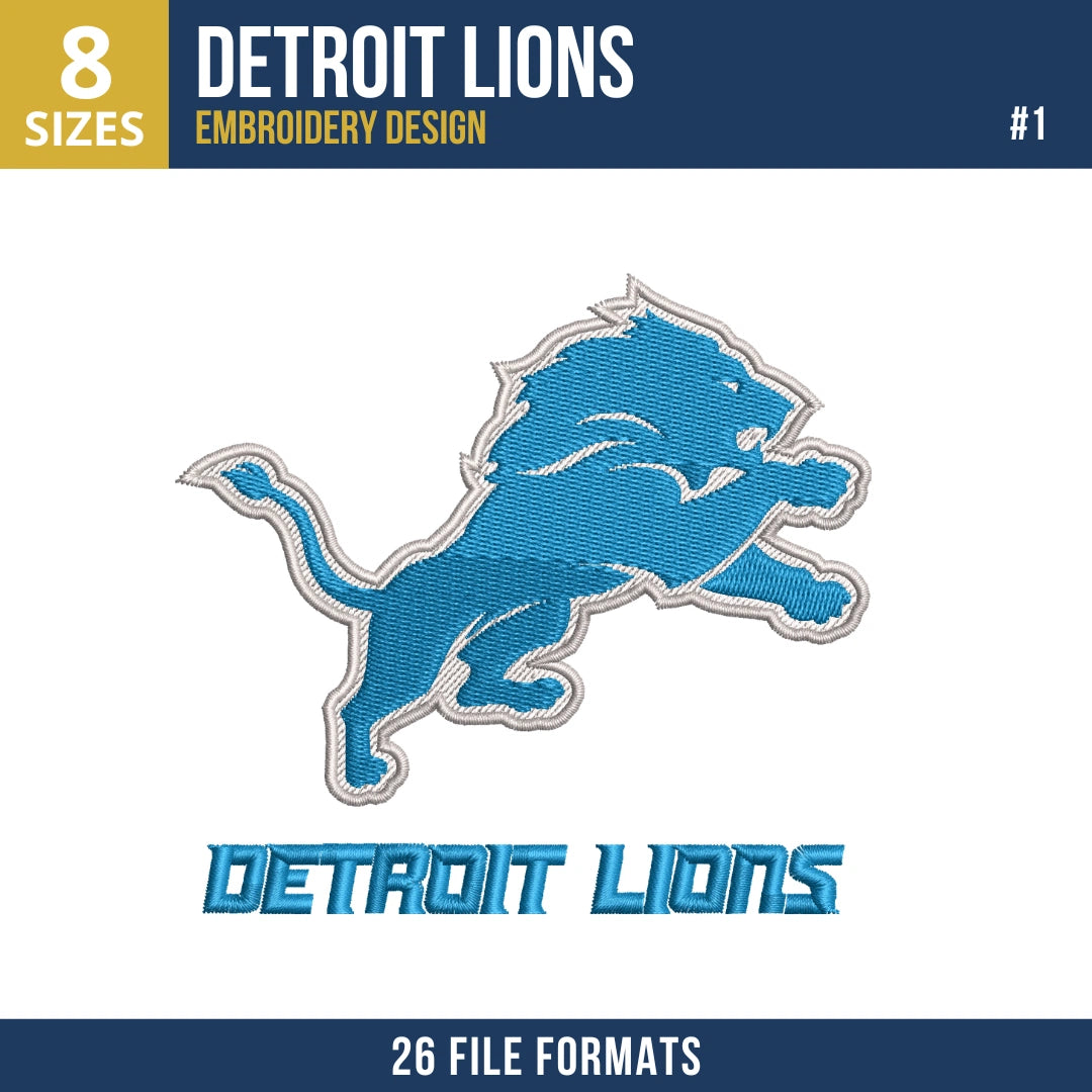 Detroit Lions Embroidery Design Bundle 9 Designs