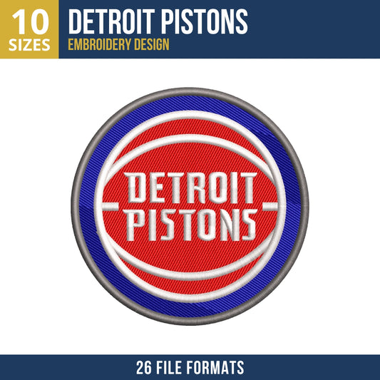 Detroit Pistons Circular Basketball Embroidery Design