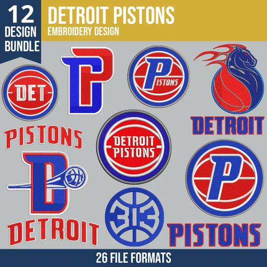 Detroit Pistons Embroidery Design Bundle