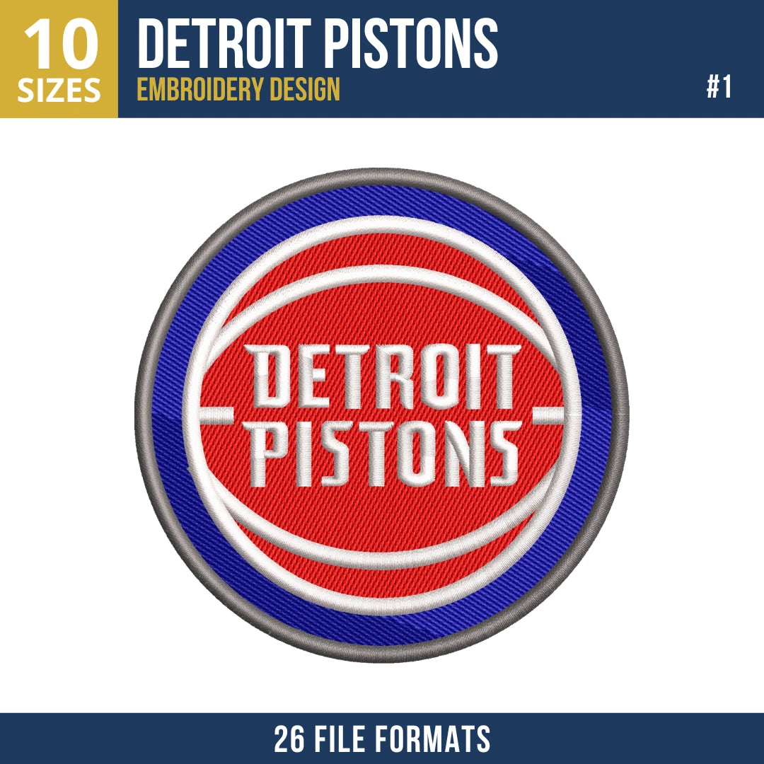 Detroit Pistons Embroidery Design Bundle