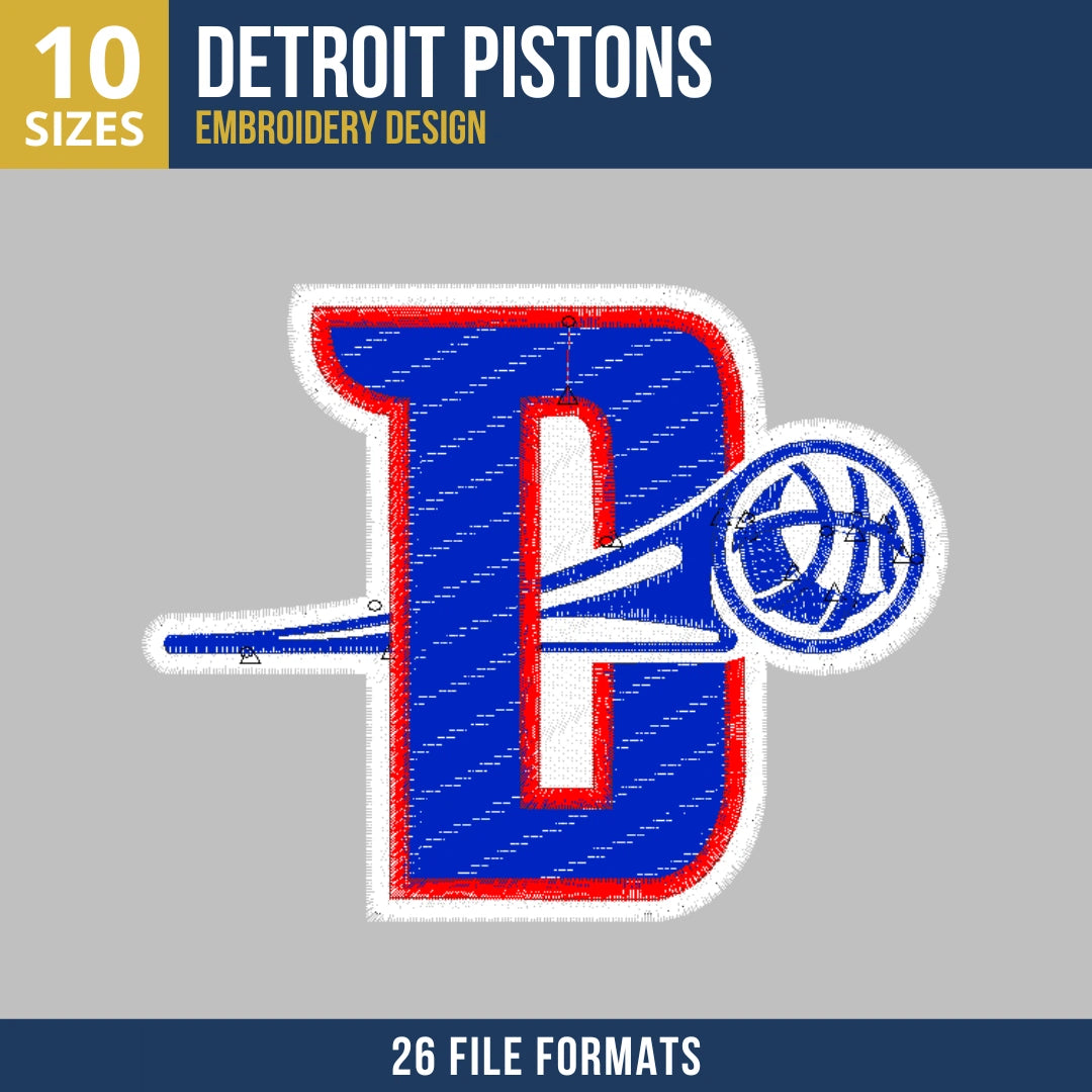 Detroit Pistons D Letterform Embroidery Design