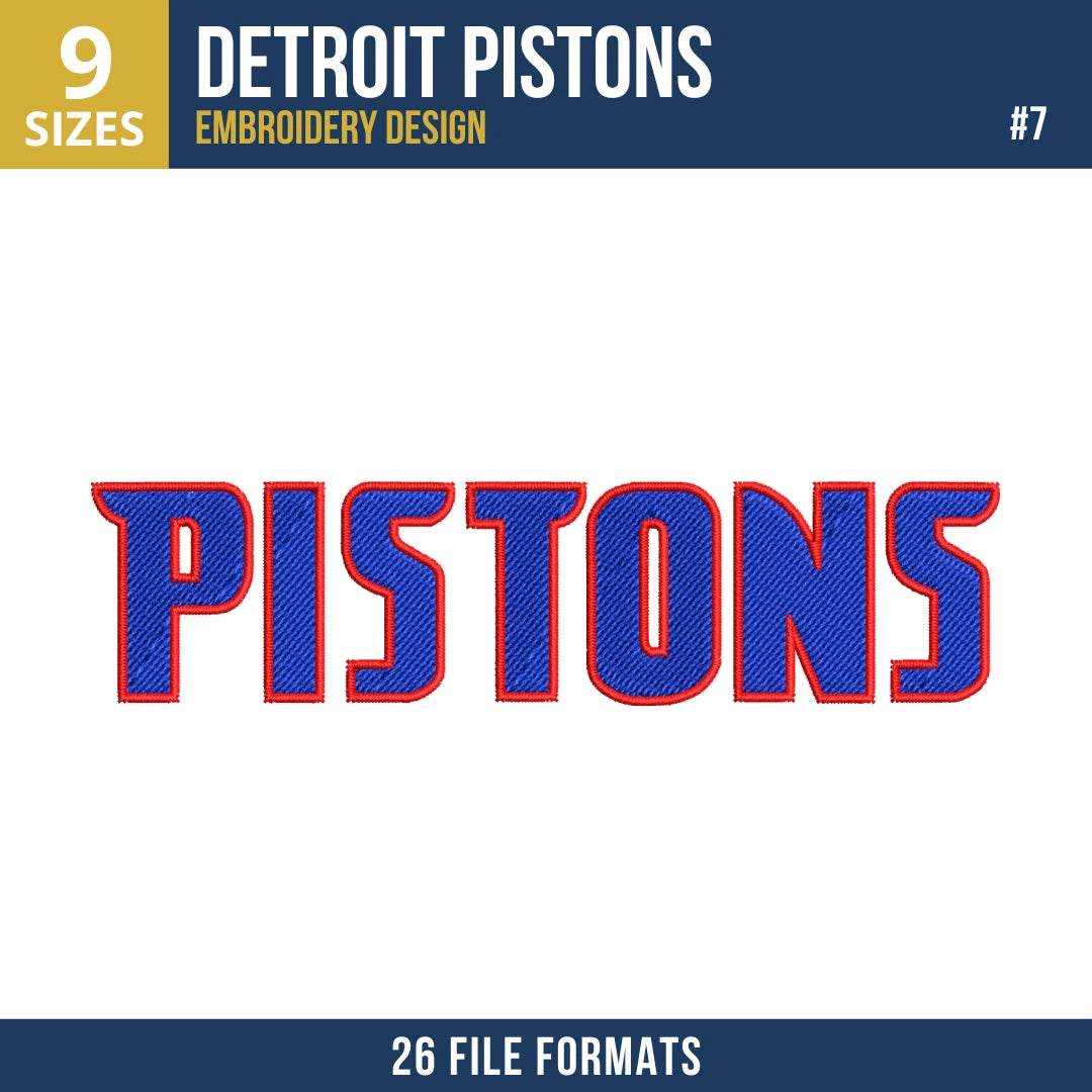 Detroit Pistons Embroidery Design Bundle