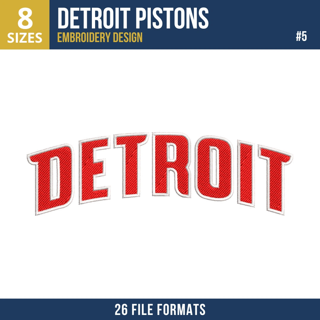 Detroit Pistons Embroidery Design Bundle