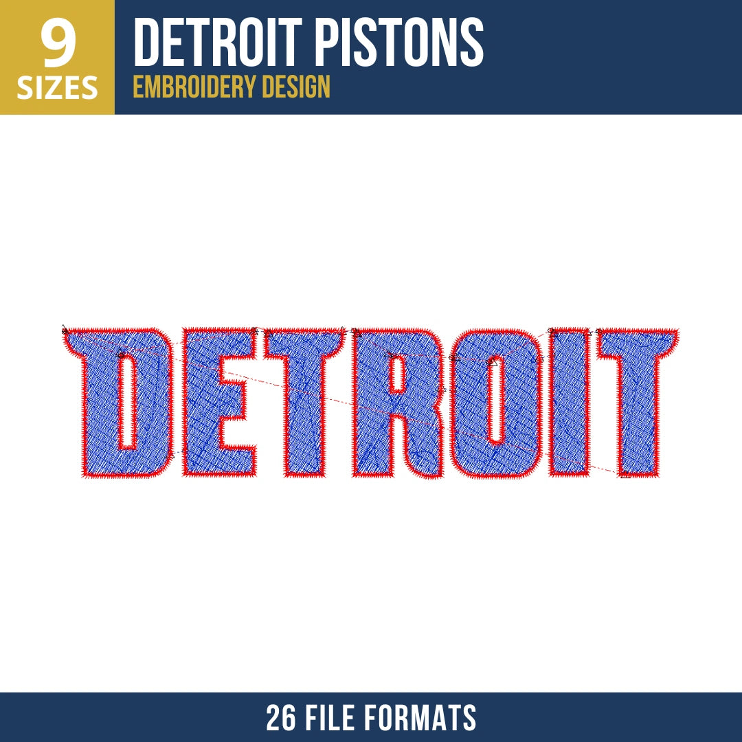 Detroit Pistons DETROIT Wordmark Embroidery Design
