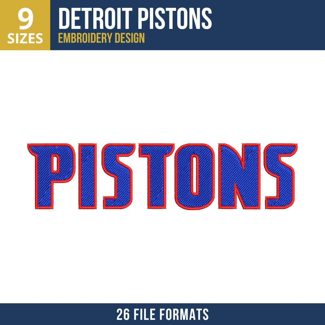 Detroit Pistons PISTONS Wordmark Embroidery Design